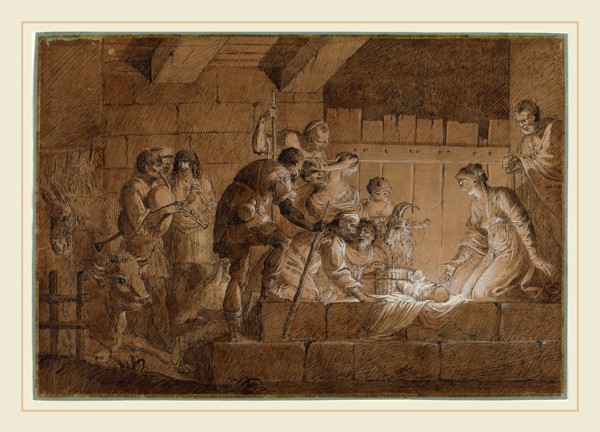 Giuliano Traballesi, Italian (1727-1812), The Nativity, pen and black ink with brown wash,