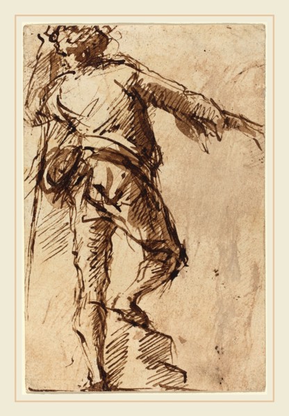 Giovanni Battista Piranesi, Italian (1720-1778), A Young Man with a Staff, c. 1765, pen and brown