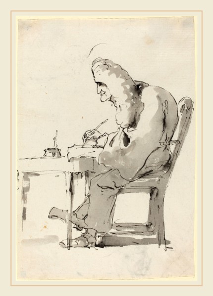 Giovanni Battista Tiepolo, Italian (1696-1770), A Venetian Lawyer at His Desk, c. 1760, pen and ink