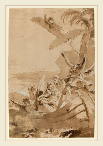 Giustino Menescardi, Italian (c. 1720-c. 1776), The Flight into Egypt with the Holy Family and Two