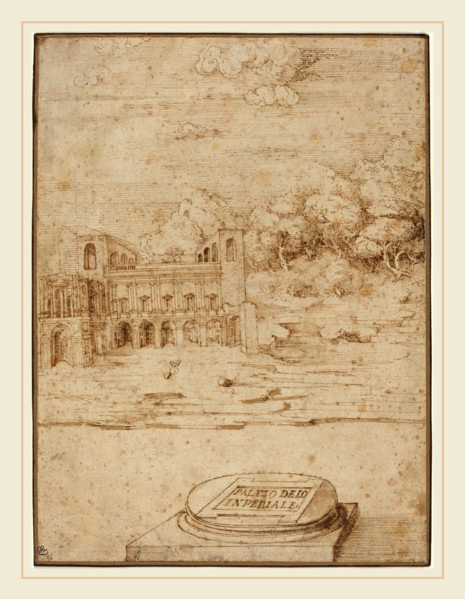 Venetian 16th Century, Probably Titian, Italian (c. 1490-1576), The Villa Imperiale, 1530s, pen and