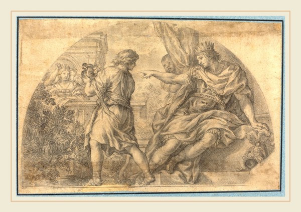 after Pietro da Cortona, Masinissa and Sophonisba, black chalk