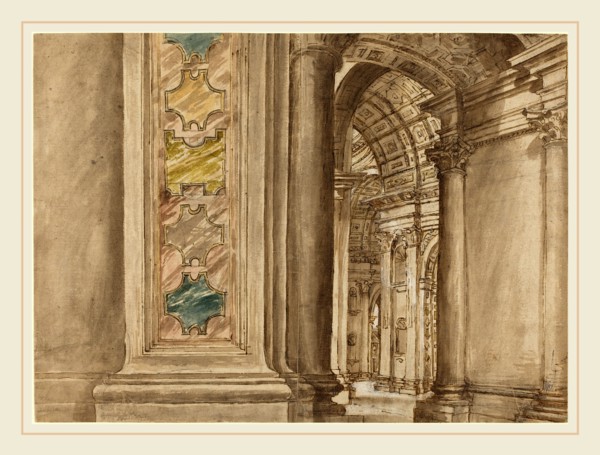 Italian 17th Century, The Interior of Saint Peter's, Rome, first quarter 17th century, pen and