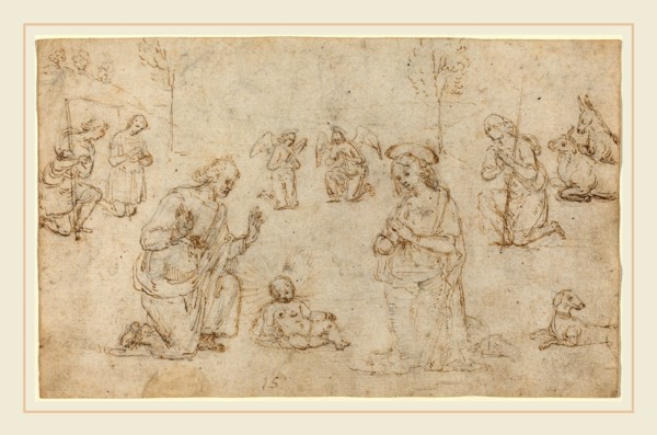 Pietro Perugino, Italian (c. 1450-1523), The Adoration of the Shepherds, c. 1505, pen and brown ink