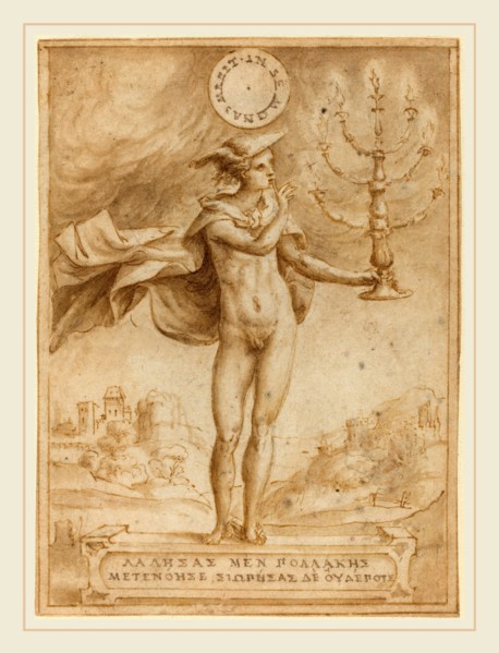Giulio Bonasone, Italian (c. 1498-c. 1580), Study for Harpocrates (Silentio Deum Cole), pen and