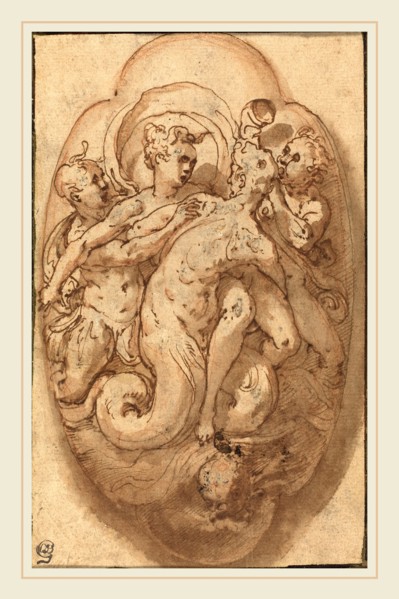 Taddeo Zuccaro, Italian (1529-1566), Mythological Figures, c. 1561, pen and brown ink and brown