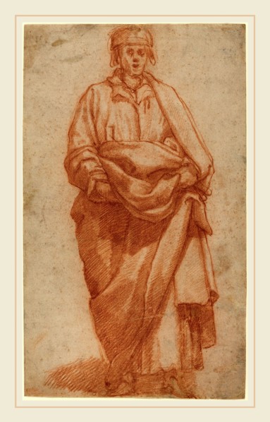 Jacopo Chimenti, Italian (c. 1554-1610), Standing Man, red chalk on laid paper