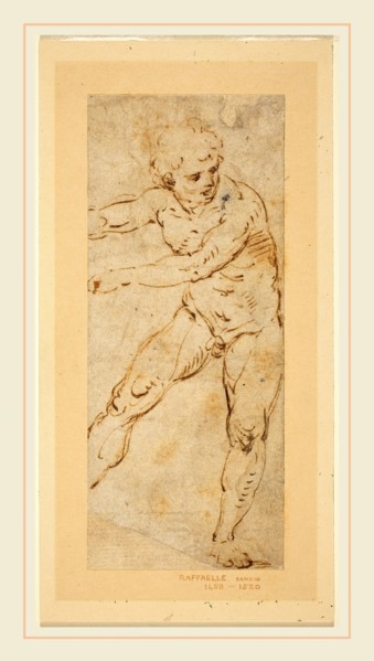 Circle of Raphael, Italian (1483-1520), A Standing Male Nude, pen and brown ink on laid paper