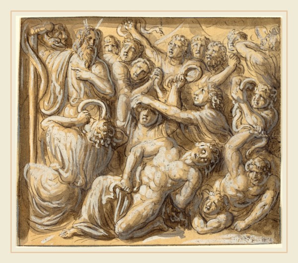 Luigi Ademollo, Italian (1764-1849), Moses and the Brazen Serpent, pen and black ink, with black