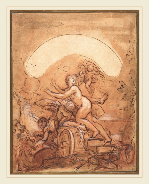 Giuseppe Passeri, Italian (1654-1714), Night Fleeing Before Morning, pen and brown ink with brown