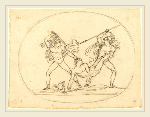 Bartolomeo Pinelli, Italian (1781-1835), Two Classical Warriors Fighting over a Dead Comrade,