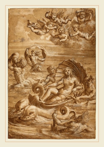Girolamo Pennacchi, Italian (1497-1544), The Triumph of Galatea, c. 1535, pen and brown ink with