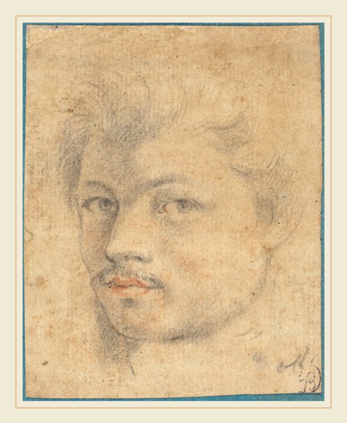 Jacob Matham, Dutch (1571-1631), Head of a Man, black and red chalk on laid paper