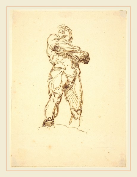 Bertel Thorvaldsen, Danish (c. 1770-1844), A Heroic Male Nude, pen and brown ink on wove paper