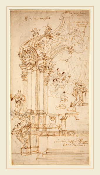 Andrea Pozzo, Italian (1642-1709), A Baldacchino, pen and brown ink over graphite on laid paper