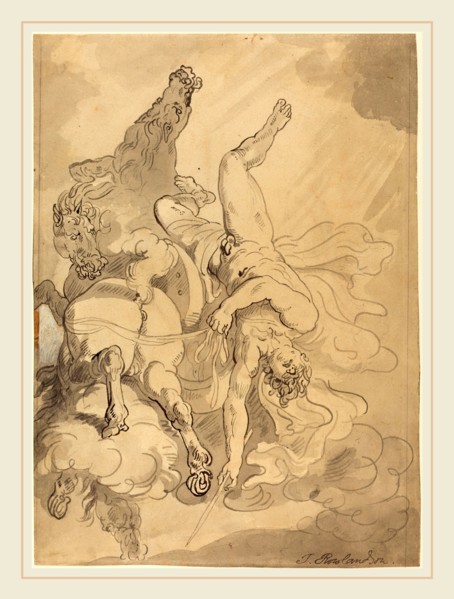 Thomas Rowlandson, British (1756-1827), The Fall of Phaeton, pen and black and gray ink with gray