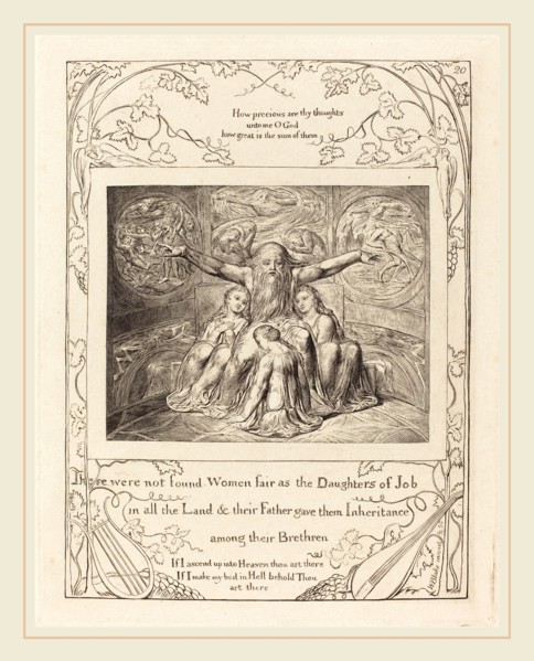 William Blake, British (1757-1827), Job and His Daughters, 1825, engraving