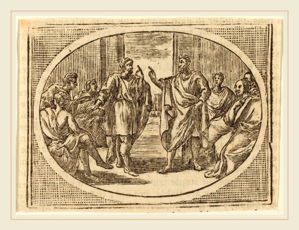 Elisha Kirkall,English, (c. 1682-1742), The Boasting Traveler, metalcut