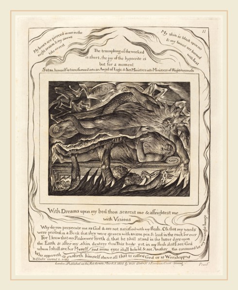 William Blake, British (1757-1827), Job's Evil Dreams, 1825, engraving on India paper