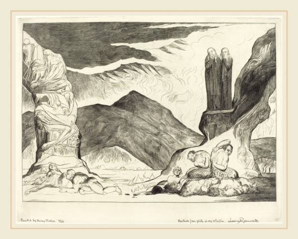 William Blake, British (1757-1827), The Circle of the Falsifiers; Dante and Virgil Covering their