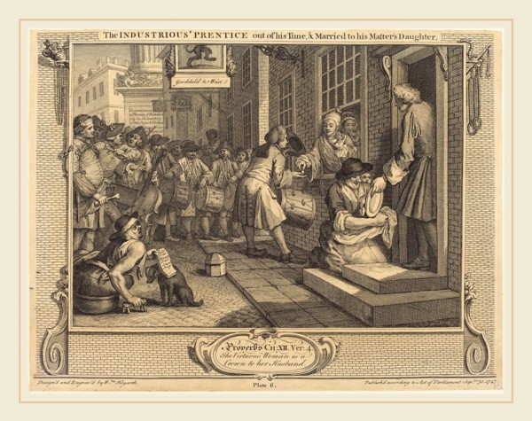 William Hogarth,English, (1697-1764), The Industrious 'Prentice out of his Time, and Married to his
