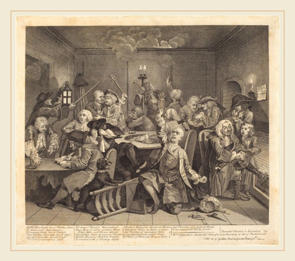 William Hogarth,English, (1697-1764), A Rake's Progress: pl.6, 1735, etching and engraving