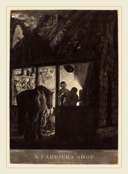 William Pether after Joseph Wright of Derby, British (probably 1731-1821), The Farrier's Shop,