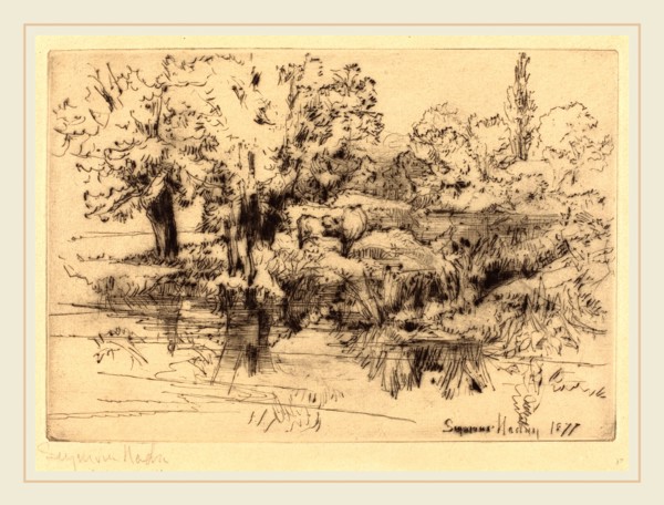 Francis Seymour Haden, British (1818-1910), The Three Cows, 1877, drypoint in black on laid paper