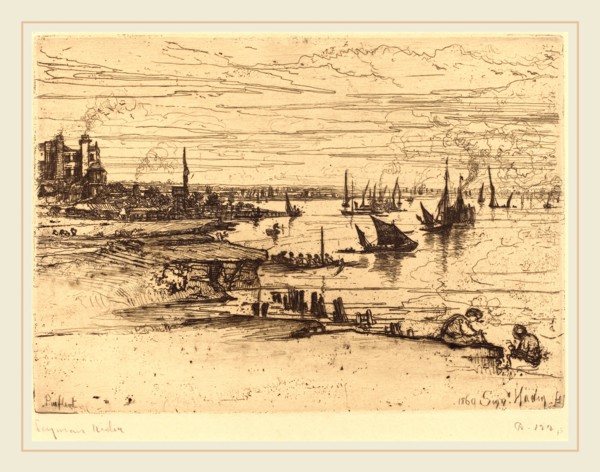 Francis Seymour Haden, British (1818-1910), Opposite the Inn, Purfleet, in or after 1869, etching