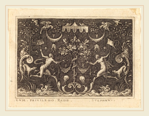 Etienne Delaune, French (1518-1519-1583), The Fall of Man, engraving