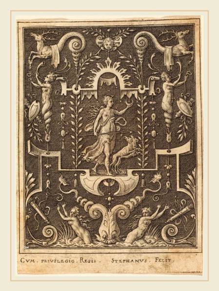 Etienne Delaune, French (1518-1519-1583), Diana, engraving