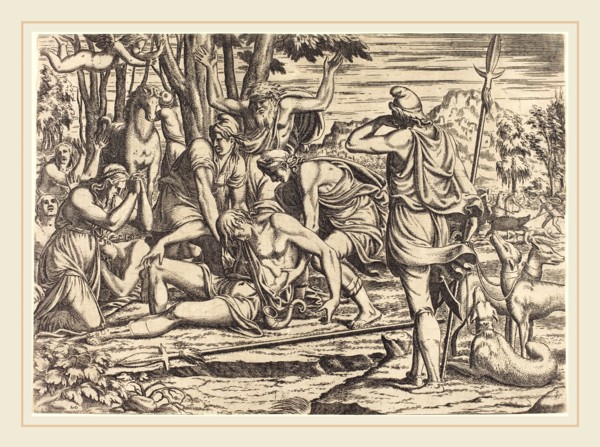 Léon Davent after Luca Penni (French (?), active 1540-1556), The Death of Adonis, etching