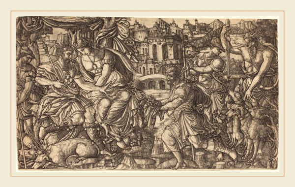 Jean Duvet, French (1485-c. 1570), A King and Diana Receiving Huntsmen, probably c. 1547-1555,