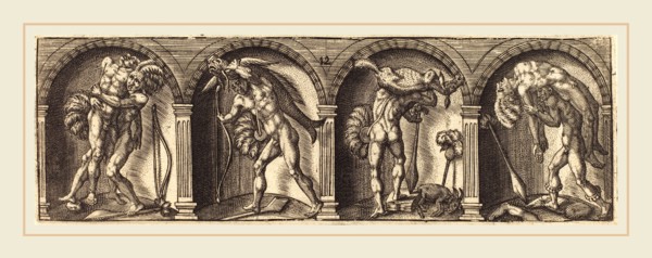 Master AD, French (active c. 1600), Les divers pourtraicts et figures XII, c. 1600, engraving