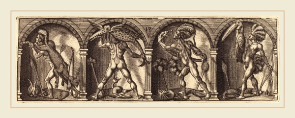 Master AD, French (active c. 1600), Les divers pourtraicts et figures XIII, c. 1600, engraving