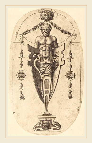 Jean Mignon, French (active 1543-active c. 1545), Man in a Niche, etching