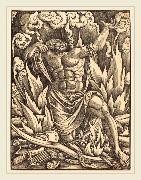Gabriel Salmon, French (active 1504-1542), The Death of Hercules, woodcut