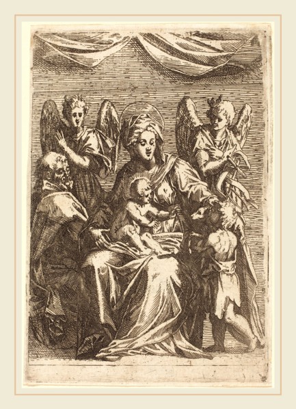 Jacques Callot, French (1592-1635), The Holy Family with Two Angels, etching