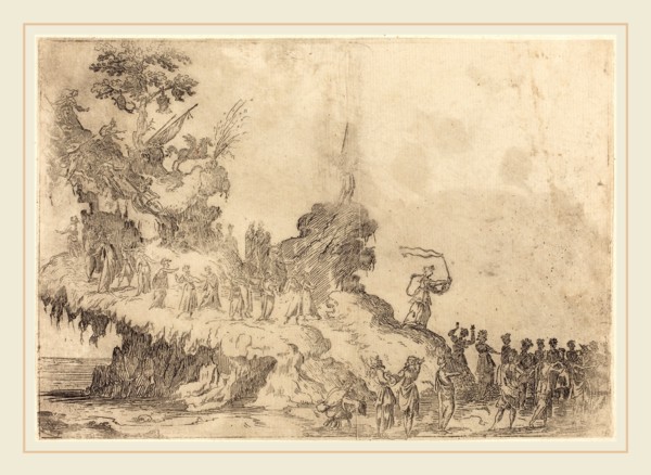 after Jacques Callot, The Float of Mount Parnassus, etching