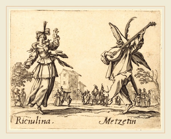 Jacques Callot, French (1592-1635), Riciulina and Metzetin, c. 1622, etching