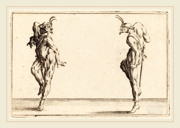 Jacques Callot, French (1592-1635), Two Pantaloons Dancing, c. 1622, etching