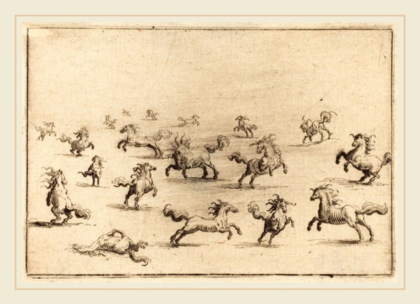 Jacques Callot, French (1592-1635), Horses Running, c. 1622, etching