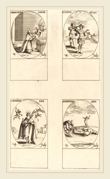 Jacques Callot, French (1592-1635), St. Bonaventura; St. Justus; St. Henry, Emperor; St. Antiochus,