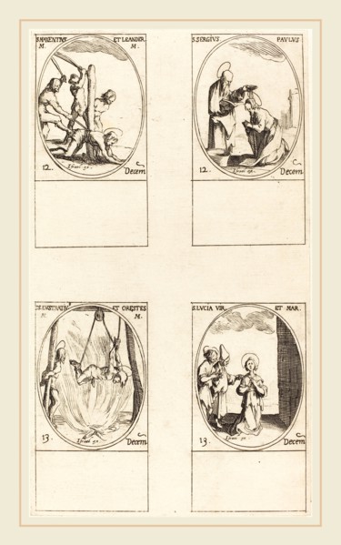 Jacques Callot, French (1592-1635), Sts. Maxentius & Leander; Sts. Sergius & Paul; Sts. Eustratius