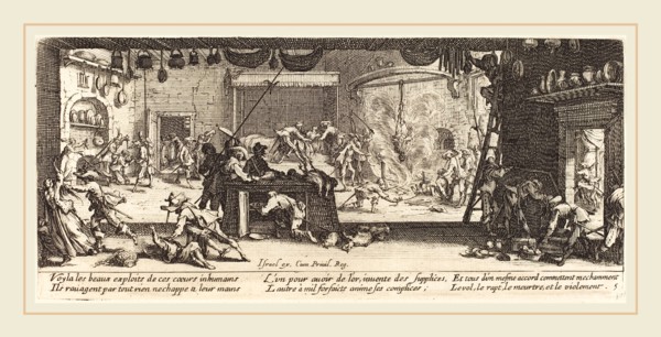 Jacques Callot, French (1592-1635), Plundering a Large Farmhouse, c. 1633, etching