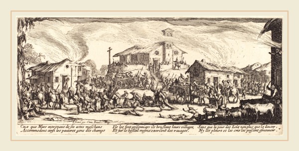 Jacques Callot, French (1592-1635), Plundering and Burning a Village, c. 1633, etching