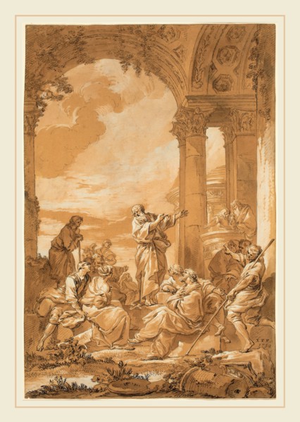 Giovanni Paolo Panini, Italian (1691-1765), Saint Paul Preaching in Athens, 1734, pen and black ink