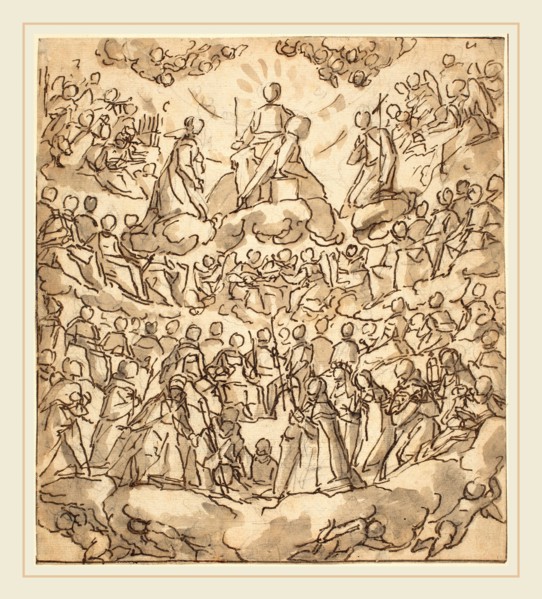 Lazzaro Tavarone, Italian (1556-1641), The Blessed in Paradise with the Virgin and St. John the