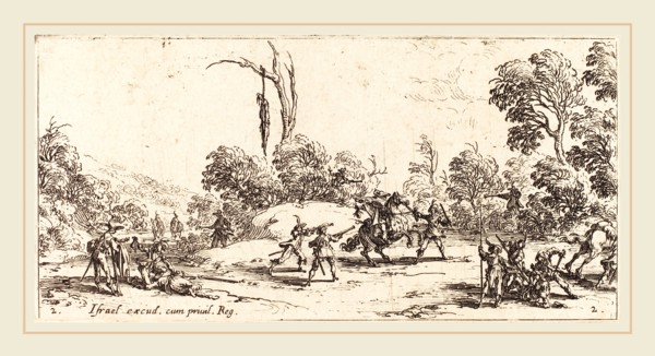 Jacques Callot, French (1592-1635), Attacking Travelers on the Highway, c. 1633, etching