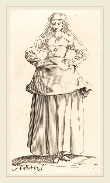 Israel Henriet after Jacques Callot, French (c. 1590-1661), Young Woman with Hands on Hips, Front